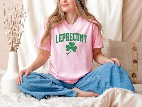 Leprecunt Sweatshirt, Irish Shirt Funny Shamrock Tee, Cute St Patricks Day Women's Outfit Green Party TShirt in Saudi Arabia