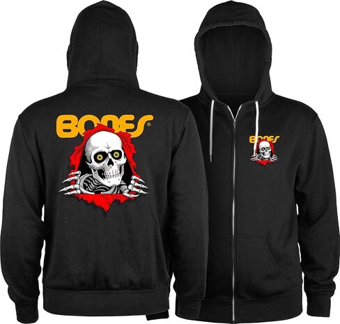 Powell Peralta Ripper Lightweight Zipper Hooded Sweatshirt, Black, Large in Saudi Arabia