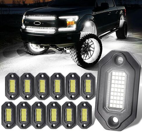White Rock Lights，Aluminum Housing, Waterproof IP68,6500K Pure White Super Bright Underglow, Rock Lights for Trucks, UTV, ATV, SUV, Boats,Each Rock Light Comes with a 15-Foot Extension Cord (4 Pods) in Saudi Arabia