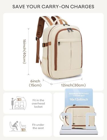 حقيبة ظهر للسفر مقاس 40 × 30 × 15 سم مقاس 17 × 13 × 6 بوصة حقيبة أدوات شخصية تحت المقعد لشركات الطيران خفيفة الوزن تحمل على الأمتعة المعتمدة لعطلة نهاية الأسبوع في الكلية باللون الأسود in Kuwait