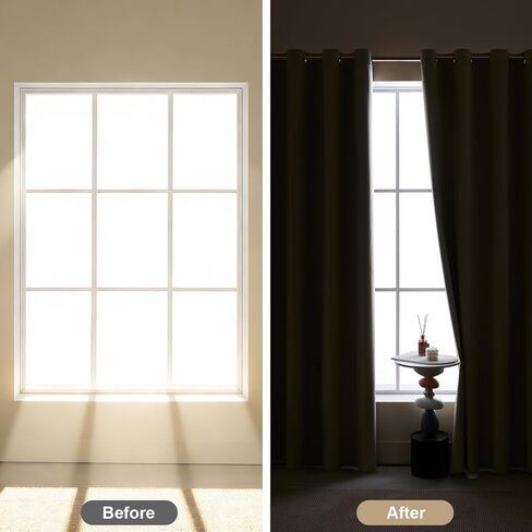 100% Blackout Curtains for Bedroom, 84 Inches Black Out Curtains for Living Room, Light Blocking Curtains for Nursery Windows, 2 Panels, Grommet (Ivory White Khaki) in Saudi Arabia