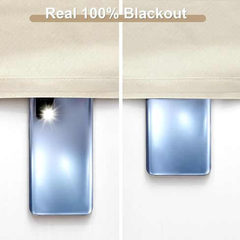 100% Blackout Curtains for Bedroom, 84 Inches Black Out Curtains for Living Room, Light Blocking Curtains for Nursery Windows, 2 Panels, Grommet (Ivory White Khaki) in Saudi Arabia