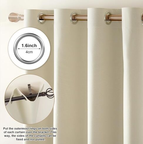 100% Blackout Curtains for Bedroom, 84 Inches Black Out Curtains for Living Room, Light Blocking Curtains for Nursery Windows, 2 Panels, Grommet (Ivory White Khaki) in Saudi Arabia