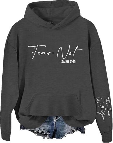 لا تخف من أجل أنا معك، هوديي بغطاء للرأس من الكتاب المقدس آية الإيمان للمسيحي in Kuwait