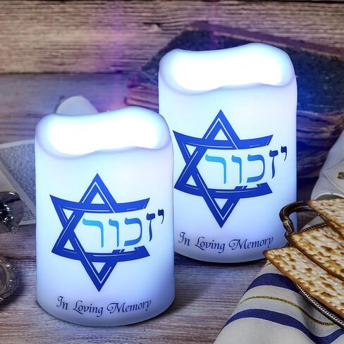2 Pcs Yahrzeit Memorial Flameless Candles LED Electric Yahrzeit Candle for Loss of Loved One Sympathy Shabbat Lamp Battery Operated for Prayers Yom Kippur Bereavement Gifts Funeral Decorations in Saudi Arabia
