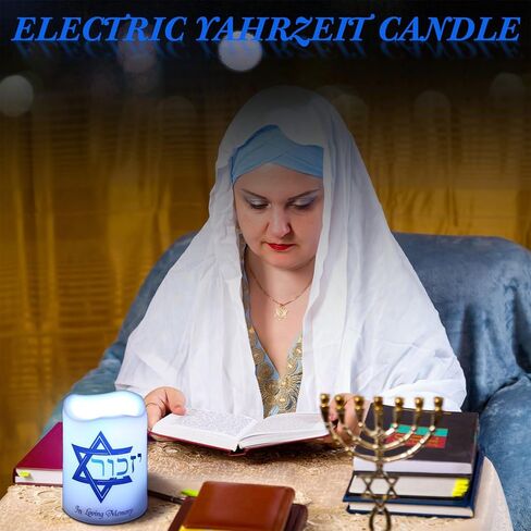2 Pcs Yahrzeit Memorial Flameless Candles LED Electric Yahrzeit Candle for Loss of Loved One Sympathy Shabbat Lamp Battery Operated for Prayers Yom Kippur Bereavement Gifts Funeral Decorations in Saudi Arabia