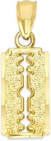 10k Solid Gold Dainty Razor Blade Pendant, Straight Rasor Charm, Barber Jewelry Gifts for Hair Dressers in Saudi Arabia
