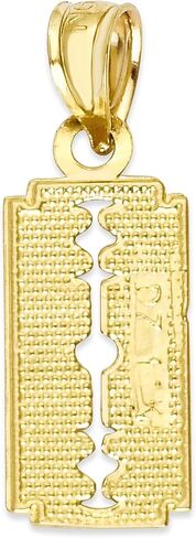 10k Solid Gold Dainty Razor Blade Pendant, Straight Rasor Charm, Barber Jewelry Gifts for Hair Dressers in Saudi Arabia
