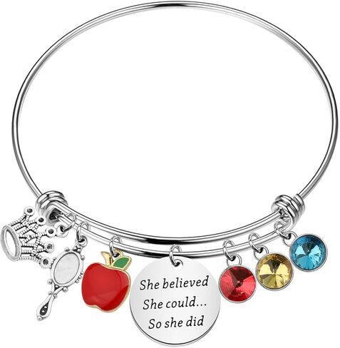 FAADBUK Cartoon Movie Inspired Gift Princess Lover Gift Apple Crown Birthstone Charm Bracelet in Saudi Arabia
