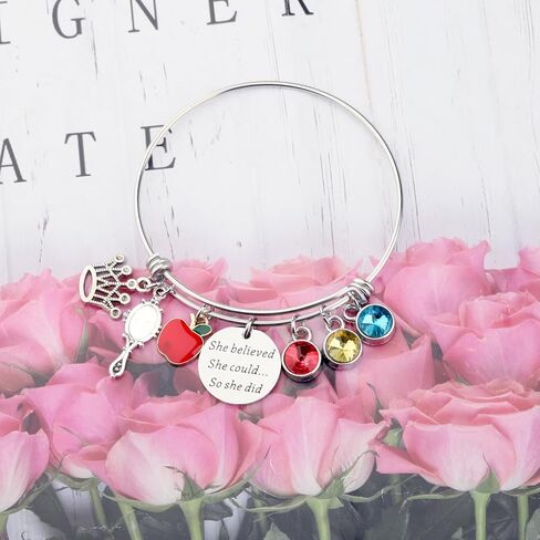 FAADBUK Cartoon Movie Inspired Gift Princess Lover Gift Apple Crown Birthstone Charm Bracelet in Saudi Arabia