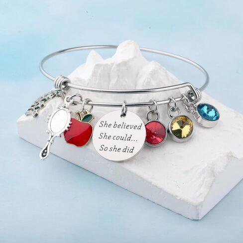 FAADBUK Cartoon Movie Inspired Gift Princess Lover Gift Apple Crown Birthstone Charm Bracelet in Saudi Arabia