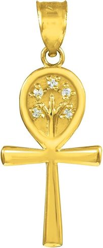 قلادة سحر الذهب الأصفر ك 10 عنخ الصليب شجرة الحياة تشيكوسلوفاكيا in Kuwait