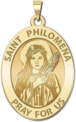 PicturesOnGold.com Saint Philomena Oval Religious Medal - 2/3 X 3/4 Inch Size of Nickel, Solid 14K Yellow Gold in Saudi Arabia