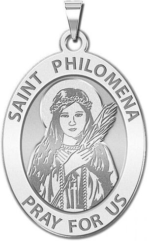 PicturesOnGold.com Saint Philomena Oval Religious Medal - 2/3 X 3/4 Inch Size of Nickel, Solid 14K Yellow Gold in Saudi Arabia