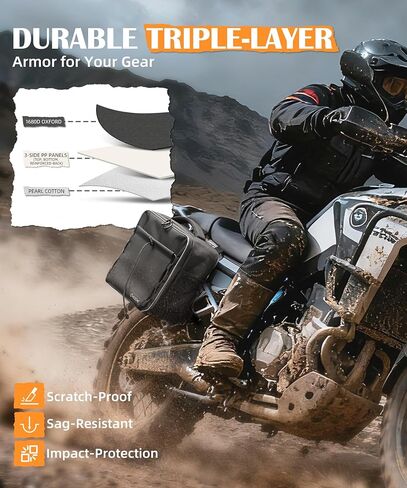 Versatile Motorcycle Saddlebags, 30L Backpack-Convertible Waterproof Saddle Bags with Rain Cover, Durable 1680D Oxford with PVC Frame for Harley, Honda, BMW, ADV, Cruiser & Touring Bikes in Saudi Arabia