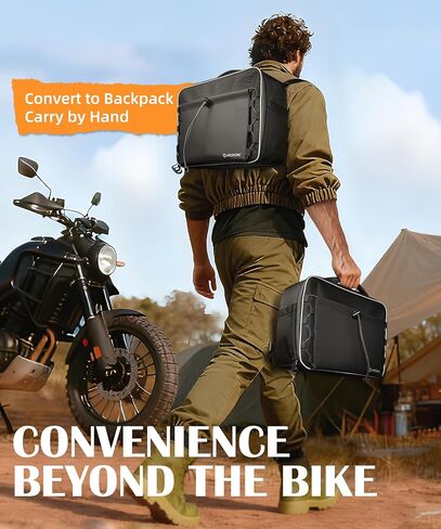 Versatile Motorcycle Saddlebags, 30L Backpack-Convertible Waterproof Saddle Bags with Rain Cover, Durable 1680D Oxford with PVC Frame for Harley, Honda, BMW, ADV, Cruiser & Touring Bikes in Saudi Arabia