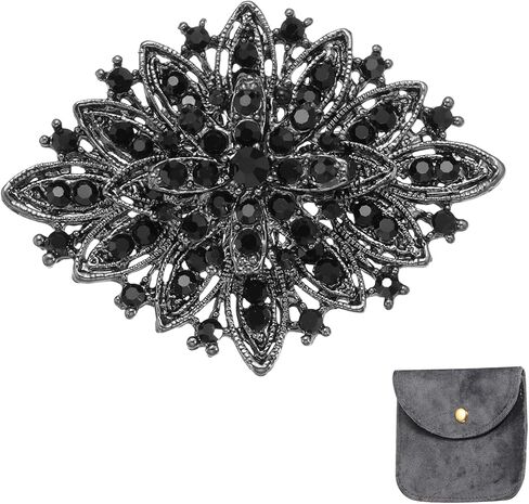 MECCANIXITY Vintage Crystal Rhinestone Brooch for Women, Flower Lapel Pins Alloy Rhinestone Bouquet Brooch Pin for Scarves Dress Hat in Saudi Arabia