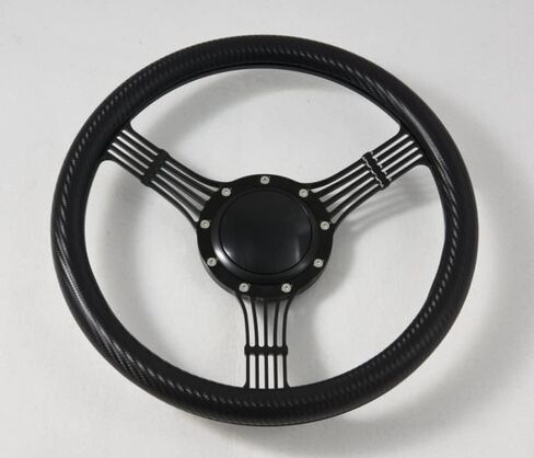 Flashpower 14'' Billet Banjo Half Wrap Steering Wheel with 9 Bolts 2'' Dish and Horn Button (Black) in Saudi Arabia