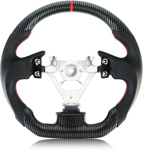 Hydro-Dip Carbon Fiber Steering Wheel D-shaped Nappa Perforated Leather Flat-bottom Steering Wheel for Infiniti G35 2003-2007 in Kuwait