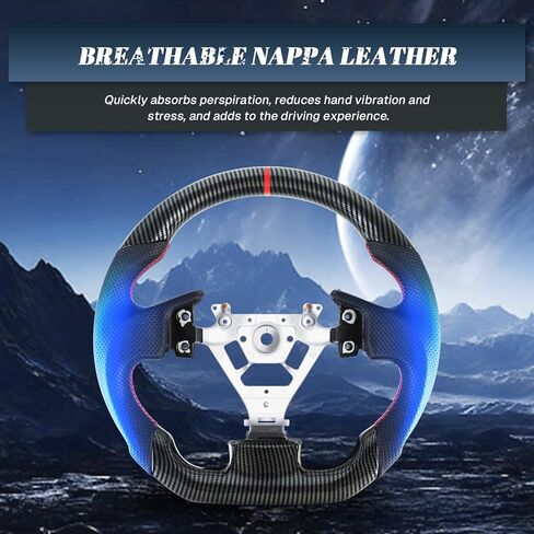 Hydro-Dip Carbon Fiber Steering Wheel D-shaped Nappa Perforated Leather Flat-bottom Steering Wheel for Infiniti G35 2003-2007 in Kuwait