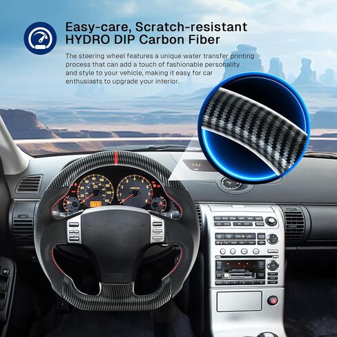 Hydro-Dip Carbon Fiber Steering Wheel D-shaped Nappa Perforated Leather Flat-bottom Steering Wheel for Infiniti G35 2003-2007 in Kuwait
