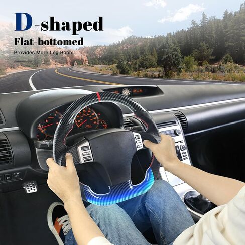 Hydro-Dip Carbon Fiber Steering Wheel D-shaped Nappa Perforated Leather Flat-bottom Steering Wheel for Infiniti G35 2003-2007 in Kuwait