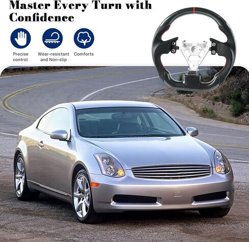 Hydro-Dip Carbon Fiber Steering Wheel D-shaped Nappa Perforated Leather Flat-bottom Steering Wheel for Infiniti G35 2003-2007 in Kuwait