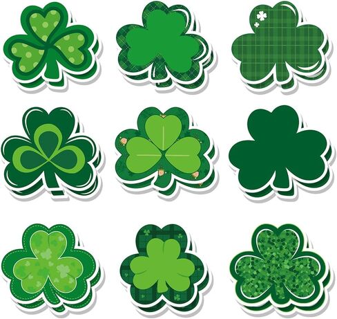 36 Pack St. Patrick's Day Shamrock Sticky Notes 720 Sheet Cute Sticky Notepads 9 Style 3 x 3 Inch Green Lucky Clover Sticky Memo Pads for School Classroom Party Decor Supplies in Saudi Arabia