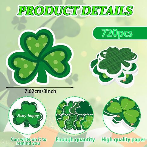 36 Pack St. Patrick's Day Shamrock Sticky Notes 720 Sheet Cute Sticky Notepads 9 Style 3 x 3 Inch Green Lucky Clover Sticky Memo Pads for School Classroom Party Decor Supplies in Saudi Arabia