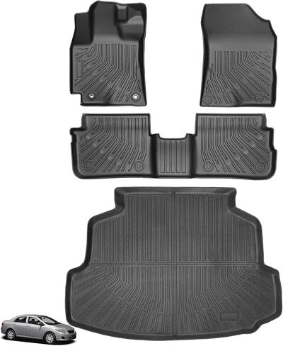 سجادات أرضية لسيارة Toyota Corolla 2009 2010 2011 2012 2013، مقاس مخصص Corolla Standard، LE، S XLE، XRS، L، LE/S، سجادات إصدار خاص، TPE مقاومة للماء 2 صف وبطانة للحمولة مجموعة بطانات أرضية in Kuwait