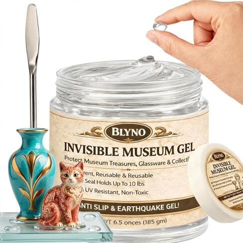 6.5 oz Clear Exhibit Gel with Metal Spatula, Secure & Protect Collectibles, Glassware & Décor Reusable 100+ Applications Museum Gel & Earthquake Putty Protection, No Residue Museum Wax in Saudi Arabia