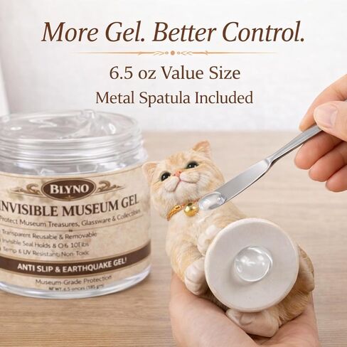 6.5 oz Clear Exhibit Gel with Metal Spatula, Secure & Protect Collectibles, Glassware & Décor Reusable 100+ Applications Museum Gel & Earthquake Putty Protection, No Residue Museum Wax in Saudi Arabia