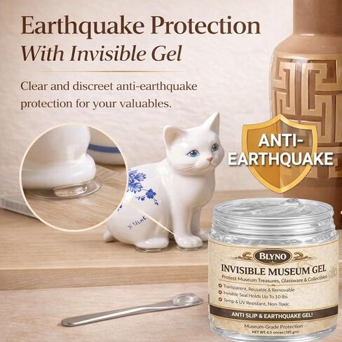 6.5 oz Clear Exhibit Gel with Metal Spatula, Secure & Protect Collectibles, Glassware & Décor Reusable 100+ Applications Museum Gel & Earthquake Putty Protection, No Residue Museum Wax in Saudi Arabia