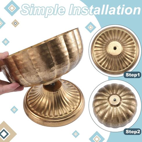 Honeydak 2 Pcs Distressed Gold Metal Compote Bowl 8" Wide Gold Compote Vase Flower Fruits Plant Holder Centerpieces for Wedding Birthday Party Anniversary Indoor Outdoor Activity for Most Event in Saudi Arabia