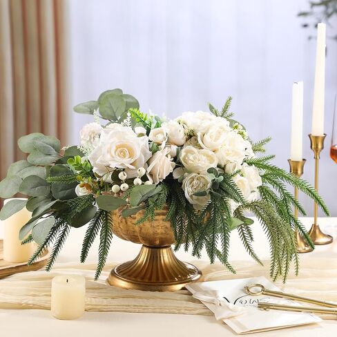 Honeydak 2 Pcs Distressed Gold Metal Compote Bowl 8" Wide Gold Compote Vase Flower Fruits Plant Holder Centerpieces for Wedding Birthday Party Anniversary Indoor Outdoor Activity for Most Event in Saudi Arabia