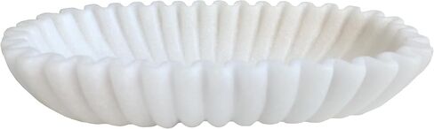 ديكور وعاء زخرفي كبير مقاس 14 بوصة، وعاء زخرفي طويل للطاولة، ديكور منزلي حديث، وعاء طاولة القهوة لطاولة الدخول، ديكور وعاء عجين كبير، حجر صناعي أبيض حليبي in Kuwait