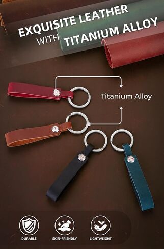 KEEPO LINK Leather Keychain Strap with Titanium Key Ring, Detachable Leather Key Chain Key Fob Holder for Men, OLM03 in Saudi Arabia