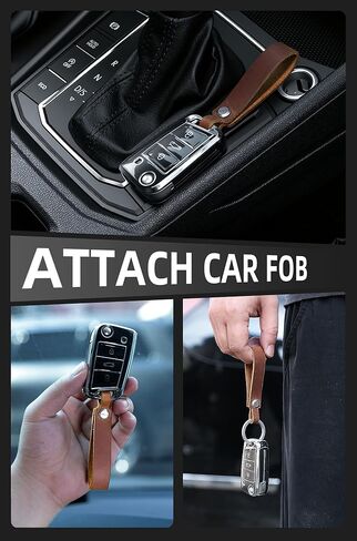 KEEPO LINK Leather Keychain Strap with Titanium Key Ring, Detachable Leather Key Chain Key Fob Holder for Men, OLM03 in Saudi Arabia