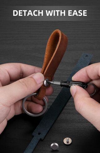KEEPO LINK Leather Keychain Strap with Titanium Key Ring, Detachable Leather Key Chain Key Fob Holder for Men, OLM03 in Saudi Arabia