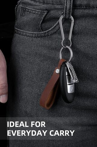 KEEPO LINK Leather Keychain Strap with Titanium Key Ring, Detachable Leather Key Chain Key Fob Holder for Men, OLM03 in Saudi Arabia