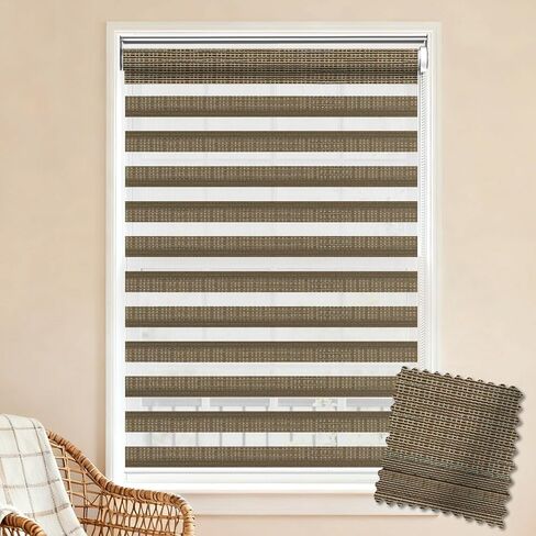 ستائر Artpuch Zebra للنوافذ، ظلال دوارة لتصفية الضوء بطبقة مزدوجة، تصميم للخصوصية بدون توقف، علاجات نافذة ليلية سهلة التركيب لغرفة النوم المنزلية، أبيض 04 in Kuwait