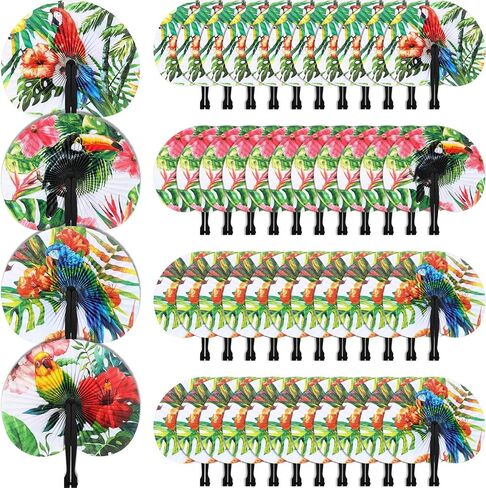 Taiyin 12 Pack Hawaiian Parrot Paper Hand Fans Decorative Folding Handheld Fans Birthday Party Supplies for Summer Holiday Tea Party Employee Gift DIY Crafts in Saudi Arabia