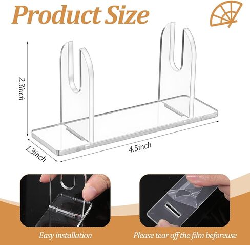 3PCS Acrylic Fan Display Stand, Clear Folding Fans Holder Easel Fan Holder Pedestal Fans Organizer for Home Party Displays Decor in Saudi Arabia