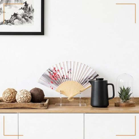3PCS Acrylic Fan Display Stand, Clear Folding Fans Holder Easel Fan Holder Pedestal Fans Organizer for Home Party Displays Decor in Saudi Arabia