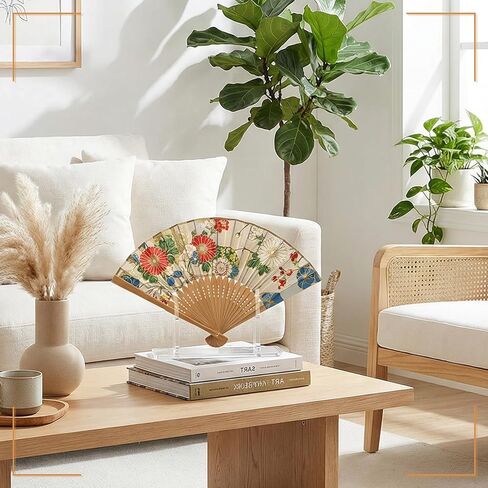3PCS Acrylic Fan Display Stand, Clear Folding Fans Holder Easel Fan Holder Pedestal Fans Organizer for Home Party Displays Decor in Saudi Arabia