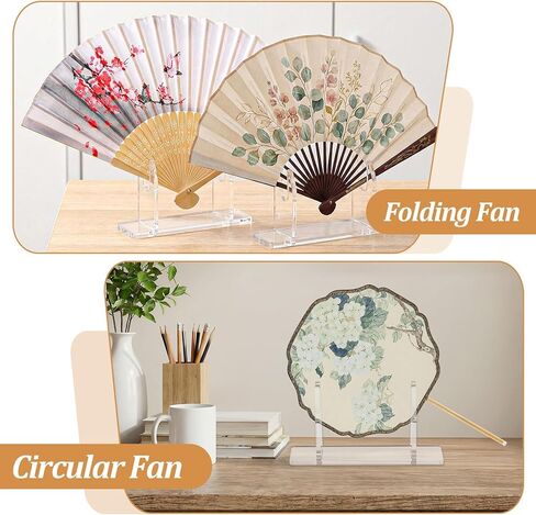 3PCS Acrylic Fan Display Stand, Clear Folding Fans Holder Easel Fan Holder Pedestal Fans Organizer for Home Party Displays Decor in Saudi Arabia