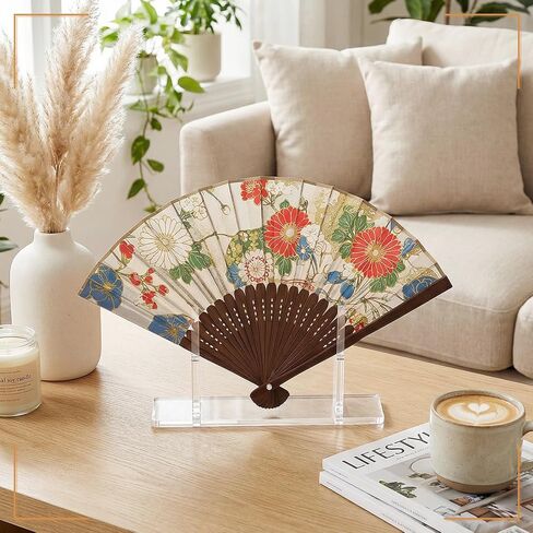 3PCS Acrylic Fan Display Stand, Clear Folding Fans Holder Easel Fan Holder Pedestal Fans Organizer for Home Party Displays Decor in Saudi Arabia