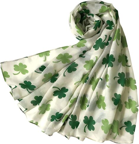 1PCS Valentine Scarf for Women, Plant and Flower Prints Irish Scarf, Gift for Gril, Women, Nurse (Light Green) in Kuwait