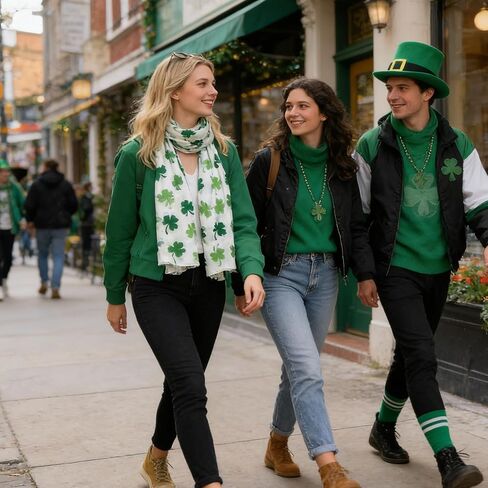 1PCS Valentine Scarf for Women, Plant and Flower Prints Irish Scarf, Gift for Gril, Women, Nurse (Light Green) in Kuwait