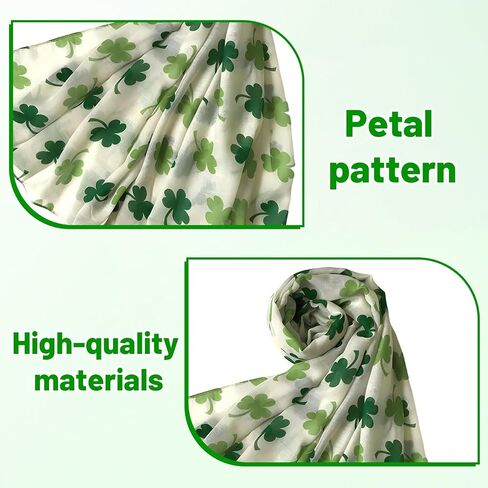 1PCS Valentine Scarf for Women, Plant and Flower Prints Irish Scarf, Gift for Gril, Women, Nurse (Light Green) in Kuwait